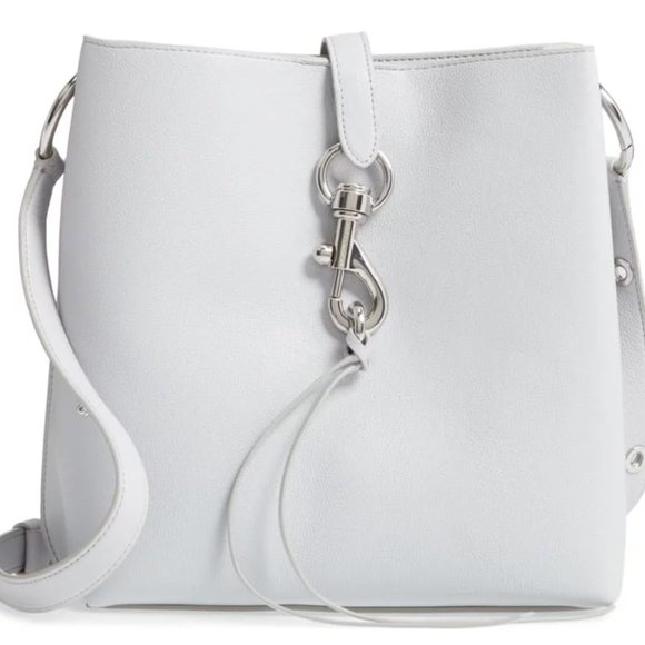 Rebecca Minkoff - Megan Leather Shoulder Bag - Optic White - Silver Details - Picture 1 of 3